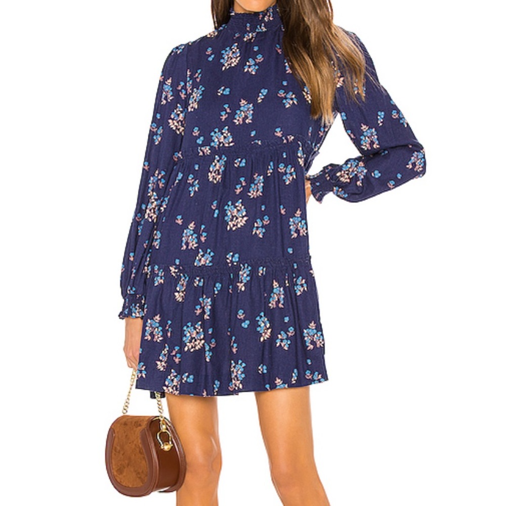 ****sold ****free people indigo smock neck  dress.